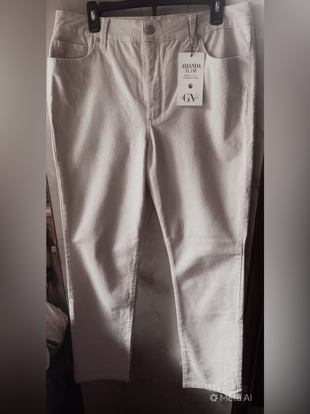 Amanda Slim Straight Corduroy Stone Gray Jeans size 14 - GV Label